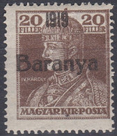 Hongrie Baranya 1919 Mi 36 Roi Charles IV   (K6) - Baranya