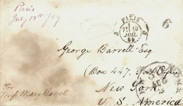 MTM153 - 1859 TRANSATLANTIC LETTER FRANCE TO USA Steamer OCEAN QUEEN VANDERBILT LINE - UNPAID 2 RATE - Marcofilie