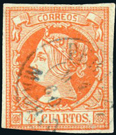 Madrid - Edi O 52 - 4 C.- Mat Fech. Tp. II Azul "Perales" - Used Stamps