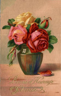 O5 - Carte Postale Fantaisie - Fleurs - Roses - Bonne Et Heureuse Année - New Year