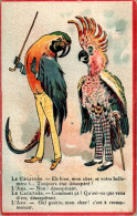 Chromo Madame A. Paris à Versailles Animaux Humanisés Le Cacatoès & L'Ara Perroquet Parrot Oiseau Bird TB.Etat - Altri & Non Classificati