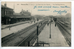 CPA Ecrite En 1916 * SAINT POL (Pas De Calais) La GARE Vue Des Quais - Saint Pol Sur Ternoise