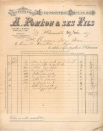 Facture.AM19502.St Chamond.1911.Poméon & Fils.Imprimerie.Papeterie.Lithographie - 1900 – 1949