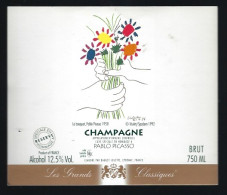 Etiquette Champagne Brut  Réserve En Hommage à Pablo Picasso  Le Bouquet 1958  Bauget Jouette Epernay Marne 51 - Champagner