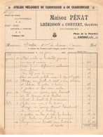 Facture.AM20971.Cannes.1912.Maison Pénat.Lhérisson & Convert.Atelier Mécanique Et Charronnage.Forge.Automobile - 1900 – 1949