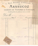 Facture.AM20371.Paris.1881.Massucoz.Loueur De Voitures & Chevaux - 1800 – 1899