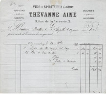 Facture.AM20368.La Chapelle D'orgeval.1879.Thévanne Ainé.Vins.SpiritueuxVermuth.Absinthe.Liqueur.Sirop - 1800 – 1899