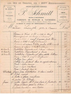 Facture.AM19985.Paris.1900 Environ.P Schmitt.Fabrique De Meubles.Tapisserie.Tapis.Rideaux.Tenture.Store.Sommier.Literie - 1900 – 1949