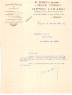 Facture.AM19950.Cognac.1930.Henri Girard.Librairie.Fournitures Générales De Bureaux.Papeterie.Maroquinerie.Piété - Imprenta & Papelería
