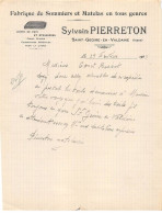 Facture.AM19819.Saint Geoire En Valdaine.1923.Sylvain Pierreton.Fabrique De Sommiers Et Matelas.Laine De Pays.Crin.Plume - 1900 – 1949