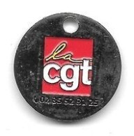 Jeton De Caddie  Argenté  Syndicat  La  C G T  Verso  Vierge - Trolley Token/Shopping Trolley Chip