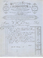 Facture.AM20571.Dijon.1887.A Chaffotte.Chauffage.Fumisterie.Calorifère.SGDG.Sonnerie électrique.Porte Voix Acoustique - 1800 – 1899