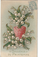 WA 16- " SOUVENIR DE PRINTEMPS  " - CARTE GAUFREE AVEC BOUQUETS DE MUGUET - AJOUT DE DORURE - 2 SCANS - Sonstige & Ohne Zuordnung