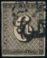 SUISSE - SBK 2W ZURICH 6 RAPPEN LIGNES HORIZONTALES - OBLITERE - SIGNE DIENA - CERTIFICAT SCHELLER - 1843-1852 Kantonalmarken Und Bundesmarken