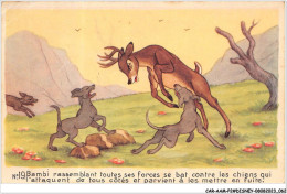 CAR-AAMP2-DISNEY-0133 - Bambi Rassemblant Toutes Ses Forces Se Bat Contre Les Chiens - N°19 - Disneyland