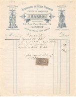 Facture.AM20525.Lisieux.1899.J Barbou.Entreprise De Fêtes Publiques.Articles De Chasse.Armes De Luxe Et Précision - 1800 – 1899