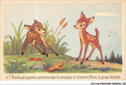CAR-AAMP3-DISNEY-0286 - Bambi Qui Grandi Se Promene Dans La Campagne Et Rencontre Feline La Jeune Bichette - N°7 - Disneyland