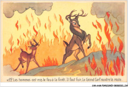 CAR-AAMP3-DISNEY-0277 - Bambi - Les Hommes Ont Mis Le Feu A La Foret Il Faut Fuir Le Grand Cerf Montre La Route - N°22 - Disneyland