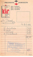 Facture.AM20389.Lyon.1963.Marmonier.Droguerie.Produits Johnson.Klir - 1950 - ...