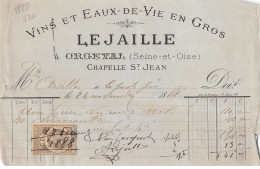 Facture.AM20452.Orgeval.Chapelle Saint Jean.1888.Le Jaille.Vins Et Eaux De Vie En Gros - 1800 – 1899