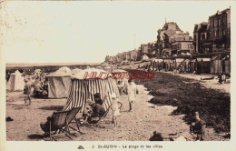 CPA SAINT AUBIN SUR MER - CALVADOS - LA PLAGE ET LES VILLAS - Saint Aubin