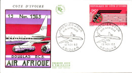 COTE D'IVOIRE FDC 1963 DC 8 D'AIR AFRIQUE - Ivoorkust (1960-...)