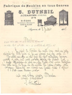Facture.AM24215.Auzances.1925.S Dutheil.Ameublement.Mobilier - 1900 – 1949