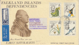 Falkland Islands Dependencies (FID) 1985 Early Naturalists 4v Registered FDC (GS189) - Georgias Del Sur (Islas)