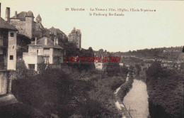 CPA UZERCHE - CORREZE - L'ECOLE SUPERIEURE ET LE FAUBOURG STE EULALIE - Uzerche