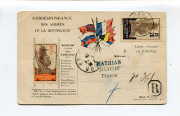 !!! GABON, CARTE FM RECO DE LAMBARENE DU 2/3/1920 POUR DIJON - Lettres & Documents