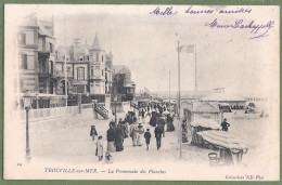 CPA Dos Précurseur - CALVADOS - TROUVILLE SUR MER - LA PROMENADE DES PLANCHES - Animation, - Trouville