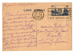 TB 4800 - 1940 - Entier Postal Type Arc De Triomphe - Mme CLOAREC à RENNES Pour M. HORLAVILLE à NANTES - Standard Postcards & Stamped On Demand (before 1995)