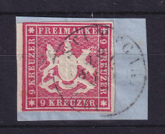 Württemberg 1859 Wappen 9 Kreuzer Mi.-Nr. 14a Gestempelt Auf Briefstück - Oblitérés