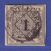 Württemberg 1851 Wertziffer 1 Kreuzer  Mi.-Nr. 1a Gestempelt - Oblitérés