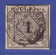 Württemberg 1851 Wertziffer 1 Kreuzer  Mi.-Nr. 1a Gestempelt - Gebraucht