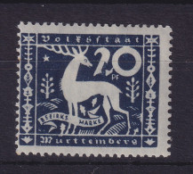 Württemberg 1920 Dienstmarke Hirsch Mi.-Nr. 146 III Ungebraucht * - Nuovi