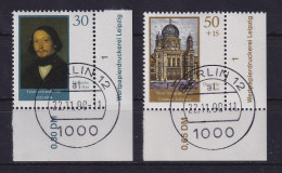 DDR 1990 Synagoge Mi.-Nr. 3358-59 Eckrandstücke UR Mit Druckvermerk O BERLIN 12  - Used Stamps