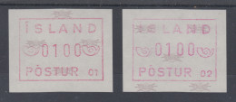 Island Frama-ATM  1.Ausgabe 1983, Aut.-Nr. 01 Und 02, Je Eine ATM ** - Frankeervignetten (Frama)