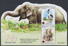 Sri Lanka 2013 MNH MS Yala National Park, Elephant, Stork, Bird, Birds, Wildlife, Wild Life, Animal, Miniature Sheet - Sri Lanka (Ceylon) (1948-...)