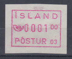 Island Frama-ATM 3.Ausgabe 1993, Aut.-Nr. 03  Mi.-Nr. 2.1 - Frankeervignetten (Frama)