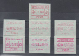 Luxemburg FRAMA-ATM 1.Ausgabe Alle Aut.-Nr. P2501-P2507 , Mi.-Nr. 1.1 - 1.7 Kpl. - Postage Labels