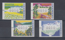 Schweiz 1996, FRAMA-ATM Landschaften In Den Jahreszeiten, Mi-Nr. 7-10 ** - Automatenzegels