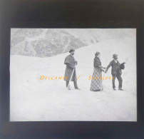 Chamonix Vers 1910 * Un Couple Et Leur Guide Sur La Mer De Glace * Plaque Verre - Diapositiva Su Vetro