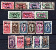 Tchad  - 1924 -  Tb AEF Surch-  N° 19 à 36 - Neufs* - MLH - Unused Stamps