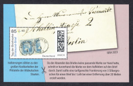 !a! GERMANY 2023 Mi. 3752 MNH MINIATURE-SHEET(1) (Block 91) - Philatelic Day: Stralsund-Letter - 2021-…