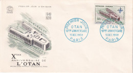 FDC 12/12/1959: Xème Anniversaire De L'OTAN 1949-1959 - Nouveau Siège Permanent Porte Dauphine - Y&T N° 1228 - 1950-1959