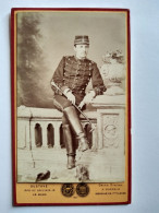 CDV Beau Cliché Officier Artillerie  31 Sur Col  - Circa 1870/75 - Photo Gustave, Le Mans - TBE - Guerra, Militares