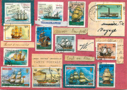 Navigation Sailing Vessels & Boats Themed Postcard Souvenir De Voyage Large Ships Stamps - Voiliers