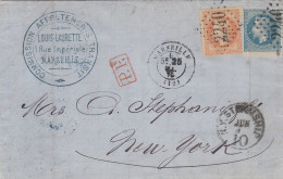 MTM154 - 1870 TRANSATLANTIC LETTER FRANCE TO USA Steamer WESTPHALIA HAPAG - DIRECT MAIL - Postal History