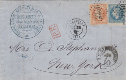 MTM154 - 1870 TRANSATLANTIC LETTER FRANCE TO USA Steamer WESTPHALIA HAPAG - DIRECT MAIL - Marcofilia